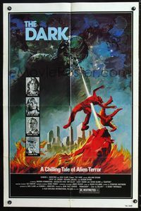 b156 DARK one-sheet movie poster '79 William Devane, Richard Jaeckel, cool Joseph Smith sci-fi art!