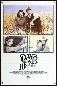 b165 DAYS OF HEAVEN one-sheet movie poster '78 Richard Gere, Brooke Adams, Terrence Malick