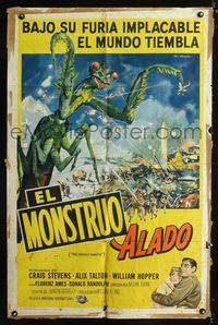 b169 DEADLY MANTIS Spanish/U.S. one-sheet movie poster '57 classic sci-fi horror thriller!