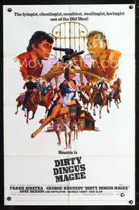b181 DIRTY DINGUS MAGEE style B one-sheet poster '70 cool art of Frank Sinatra & George Kennedy!