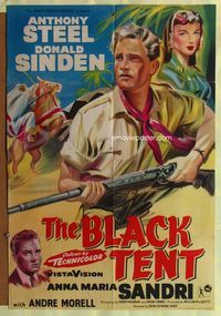 b071 BLACK TENT English one-sheet '57 soldier Anthony Steele marries the Sheik's daughter, cool art!