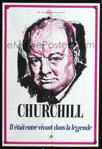 b120 CHURCHILL: CHAMPION OF FREEDOM English/French one-sheet movie poster '65 artwork of Winston!