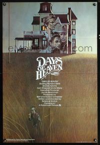 b166 DAYS OF HEAVEN English one-sheet movie poster '78 really cool completely different art!