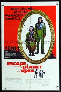 b223 ESCAPE FROM THE PLANET OF THE APES one-sheet '71 meet Baby Milo who has Washington terrified!