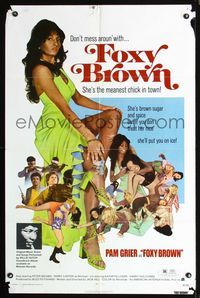 b250 FOXY BROWN one-sheet movie poster '74 don't mess with Pam Grier, the meanest chick in town!