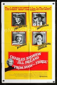 b259 FROM NOON TILL THREE int'l one-sheet '76 4 great different images of wanted Charles Bronson!