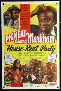 b327 HOUSE-RENT PARTY one-sheet movie poster '46 Dewey Pigmeat Markham, all-black comedy musical!