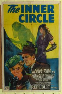 b333 INNER CIRCLE one-sheet movie poster '46 great artwork of sexy veiled Adele Mara with gun!