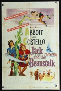 b013 JACK & THE BEANSTALK one-sheet poster '52 Abbott & Costello, their first picture in color!