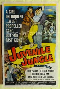b349 JUVENILE JUNGLE one-sheet movie poster '58 a jet propelled gang out for fast kicks!