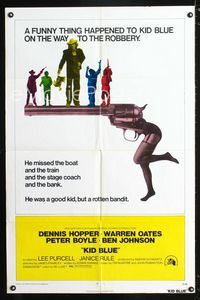 b353 KID BLUE one-sheet movie poster '73 Dennis Hopper, Warren Oates, sexiest gun image!