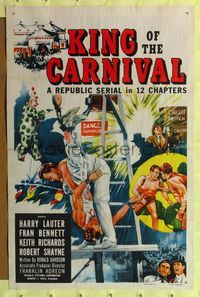 b357 KING OF THE CARNIVAL one-sheet movie poster '55 full color poster for entire Republic serial!