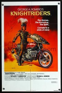 b361 KNIGHTRIDERS signed one-sheet '81 by Tom Savini, great Boris Vallejo medieval motorcycle art!