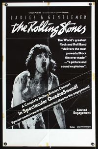 b362 LADIES & GENTLEMEN THE ROLLING STONES one-sheet movie poster '73 great image of Mick Jagger!