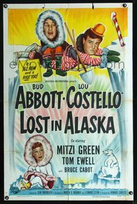 b014 LOST IN ALASKA one-sheet movie poster '52 artwork of Bud Abbott & Lou Costello falling on ice!