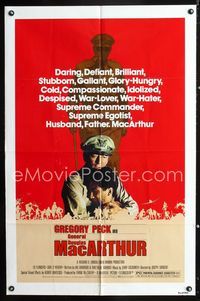 b387 MacARTHUR one-sheet movie poster '77 daring Rebel General Gregory Peck!