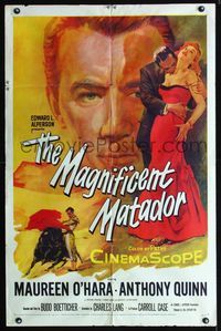 b395 MAGNIFICENT MATADOR one-sheet movie poster '55 Budd Boetticher, wonderful bullfighting artwork!