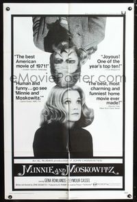 b426 MINNIE & MOSKOWITZ one-sheet movie poster '72 John Cassavetes, Gena Rowlands, Seymour Cassel