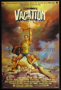b441 NATIONAL LAMPOON'S VACATION one-sheet movie poster '83 artwork of Chevy Chase by Boris Vallejo!