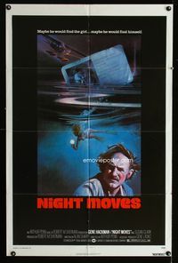 b444 NIGHT MOVES one-sheet movie poster '75 Gene Hackman, cool scuba artwork!