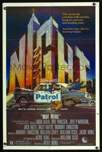 b446 NIGHT PATROL one-sheet poster '84 these weirdos and perverts are wearing badges, cool art!