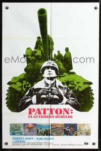 b479 PATTON Spanish/U.S. one-sheet movie poster '70 General George C. Scott military classic!