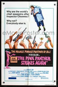 b490 PINK PANTHER STRIKES AGAIN style B one-sheet poster '76 Peter Sellers is Inspector Clouseau!