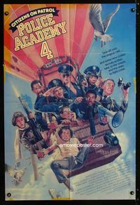 b496 POLICE ACADEMY 4 one-sheet movie poster '87 Steve Guttenberg, Sharon Stone, Drew Struzan art!