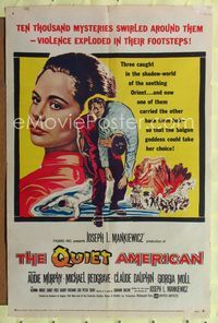 b519 QUIET AMERICAN one-sheet movie poster '58 Audie Murphy, Michael Redgrave, Grahame Greene