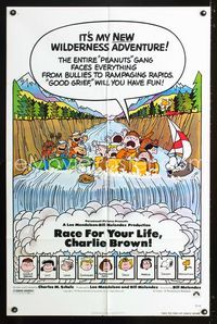 b522 RACE FOR YOUR LIFE CHARLIE BROWN one-sheet movie poster '77 Charles M. Schulz, Snoopy, Peanuts!