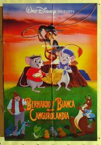 b537 RESCUERS DOWN UNDER Spanish/U.S. one-sheet movie poster '90 Disney mice in Australia!