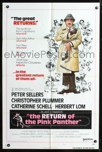 b542 RETURN OF THE PINK PANTHER style B int'l one-sheet movie poster '75 detective Peter Sellers!