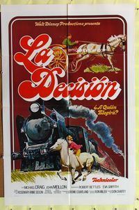 b547 RIDE A WILD PONY Spanish/U.S. one-sheet movie poster '76 Disney, cool horse & railroad train artwork!