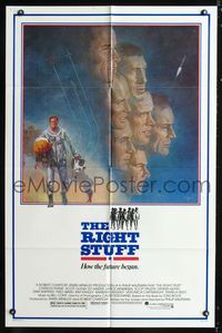 b549 RIGHT STUFF one-sheet movie poster '83 great Tom Jung art of the first NASA astronauts!