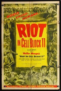 b551 RIOT IN CELL BLOCK 11 one-sheet movie poster '54 Don Siegel, Sam Peckinpah, Walter Wanger