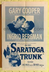 b567 SARATOGA TRUNK one-sheet movie poster R54 Gary Cooper, Ingrid Bergman, Edna Ferber