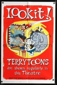 b631 TERRYTOONS one-sheet movie poster '62 great art of Mighty Mouse & Paul Terry's other creations!