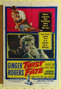 b663 TWIST OF FATE one-sheet movie poster '54 Ginger Rogers has too many men on a string!