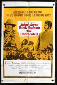 b667 UNDEFEATED style B one-sheet movie poster '69 cool image of John Wayne & Rock Hudson!
