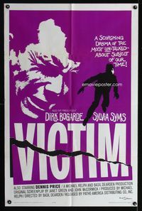 b674 VICTIM one-sheet movie poster '62 homosexual Dirk Bogarde is blackmailed!
