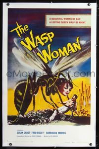 b001 WASP WOMAN linen one-sheet poster '59 classic artwork of Roger Corman's lusting insect queen!