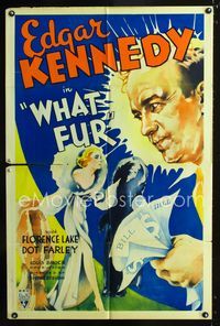 b688 WHAT FUR one-sheet movie poster '34 Edgar Kennedy is deep in debt because of his pretty girl!