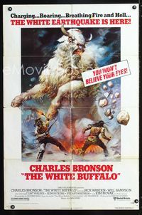 b690 WHITE BUFFALO one-sheet movie poster '77 Charles Bronson, great exotic Boris Vallejo art!