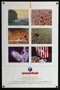 b698 WOODSTOCK one-sheet movie poster '70 six images of the most classic rock & roll concert!