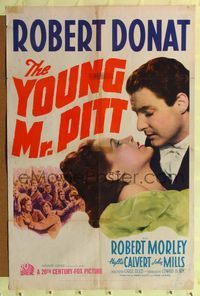 b704 YOUNG MR PITT one-sheet poster '42 Robert Donat & Phyllis Calvert, directed by Carol Reed!