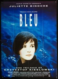 c355 BLUE French one-panel poster '93 Juliette Binoche, part of Krzysztof Kieslowski's trilogy!