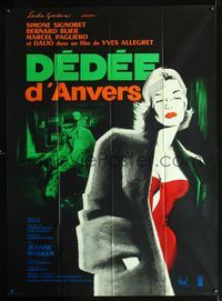 c401 DEDEE D'ANVERS French one-panel movie poster '48 great Hurel artwork of Simone Signoret!