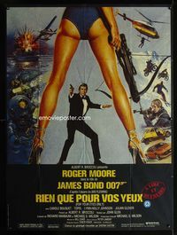c440 FOR YOUR EYES ONLY French one-panel movie poster '81 Roger Moore as James Bond 007!