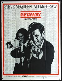 c449 GETAWAY French one-panel movie poster '72 Steve McQueen, Ali McGraw, Sam Peckinpah
