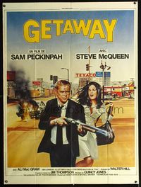 c450 GETAWAY French one-panel poster R85 Sam Peckinpah, art of Steve McQueen & Ali McGraw by Raffin!